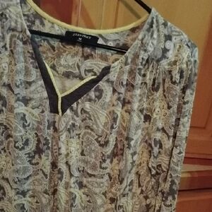 Ellen Tracy Women's Paisley Blouse - Brown and Cream